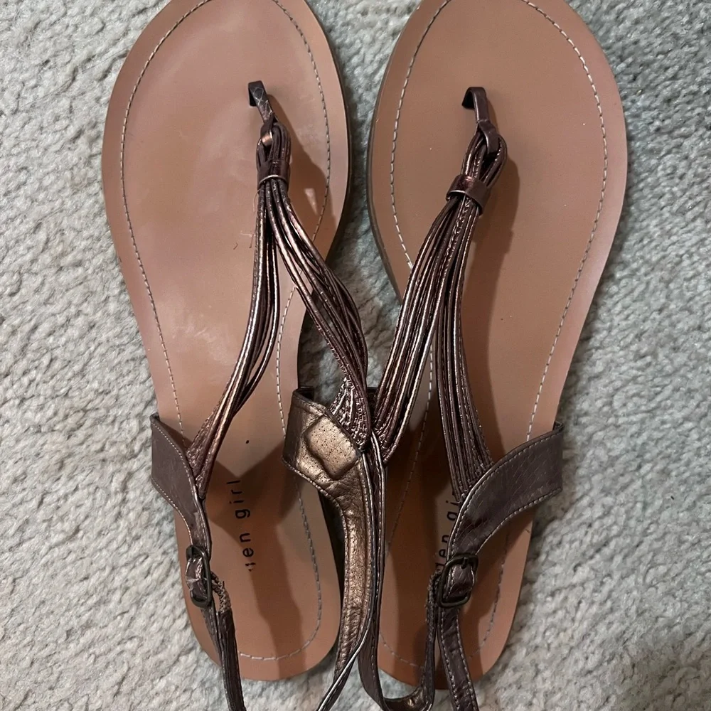 Madden Girl Metallic Bronze T-Strap Sandals